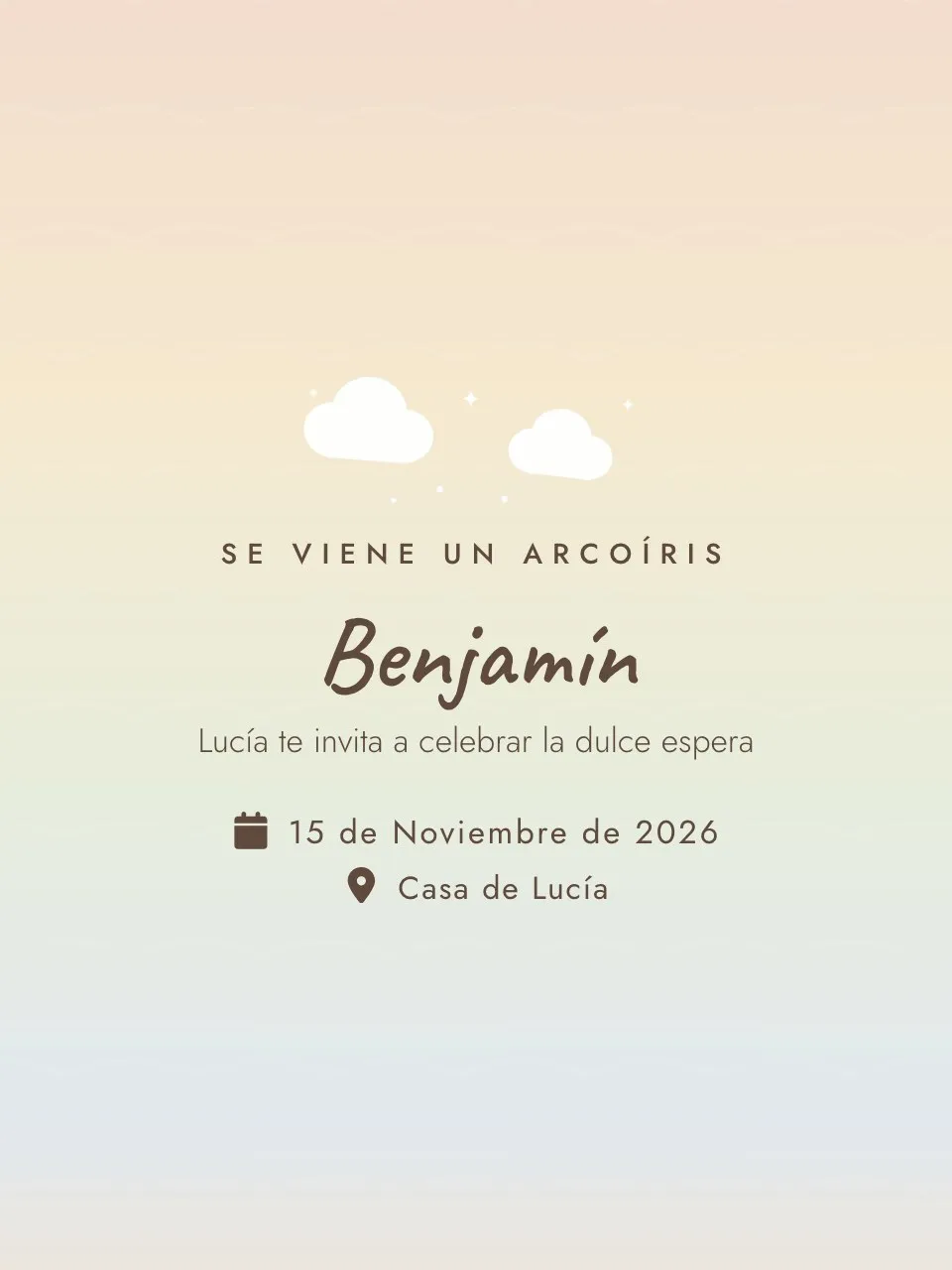 Plantilla de invitación Baby shower arcoíris