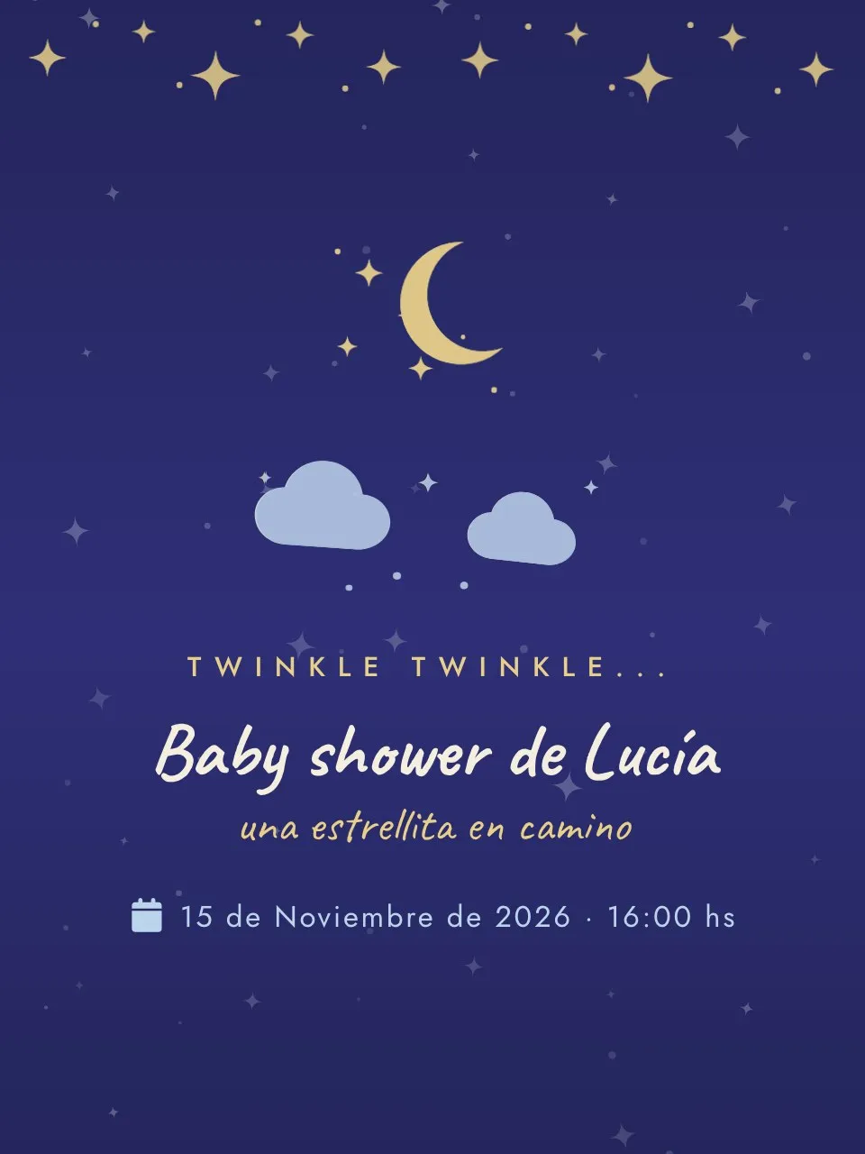 Plantilla de invitación Baby shower estrellas