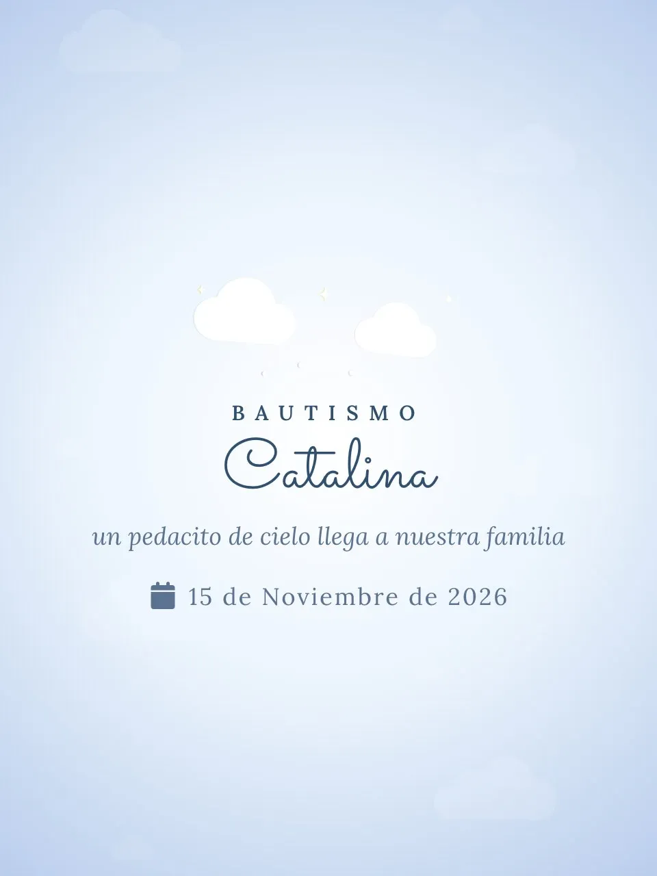 Plantilla de invitación Bautismo cielo