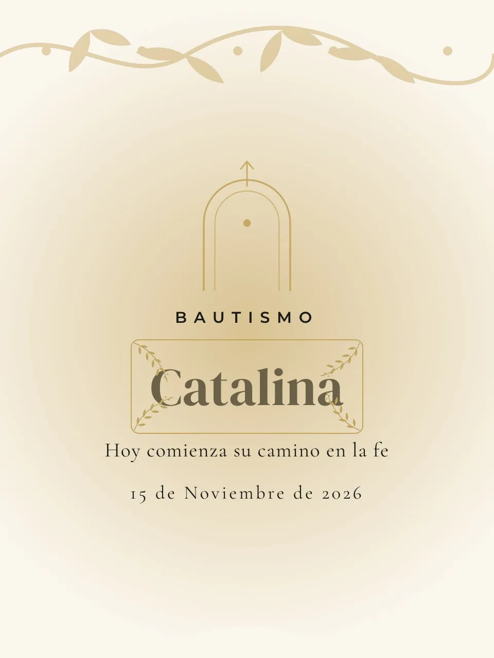 Plantilla de invitación Bautismo dorado