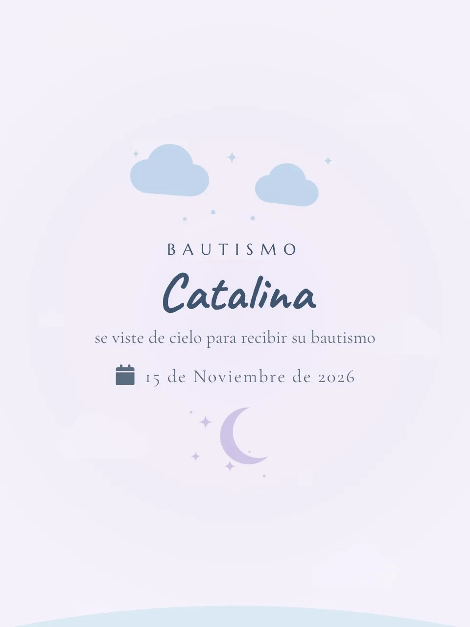 Plantilla de invitación Bautismo entre nubes