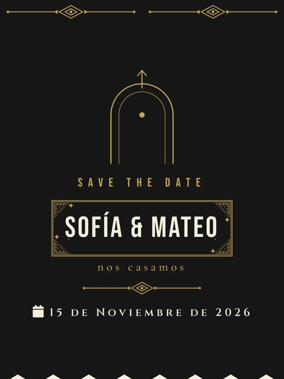 Plantilla de invitación Boda art déco