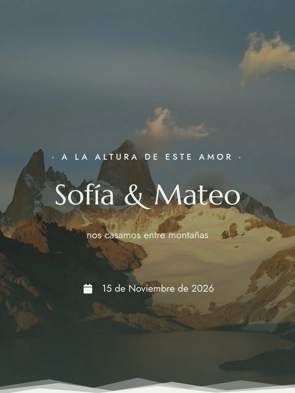 Plantilla de invitación Boda cordillera