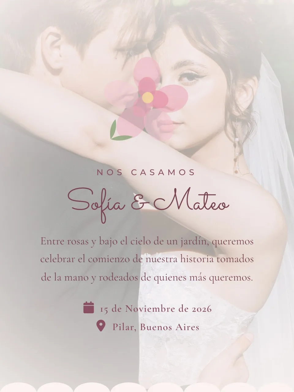 Plantilla de invitación Boda jardín de rosas