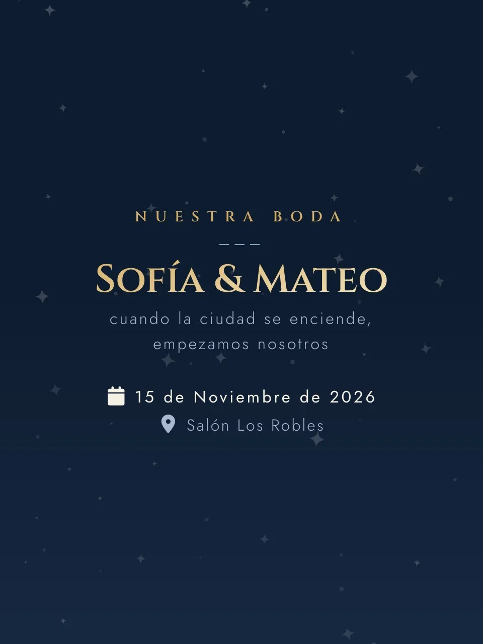 Plantilla de invitación Boda medianoche