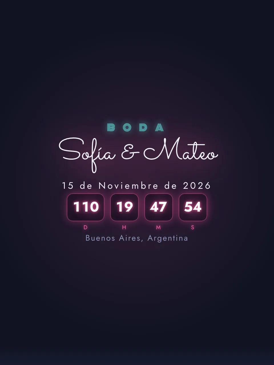 Plantilla de invitación Boda neón