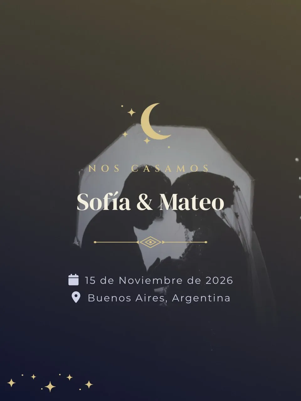 Plantilla de invitación Boda de noche