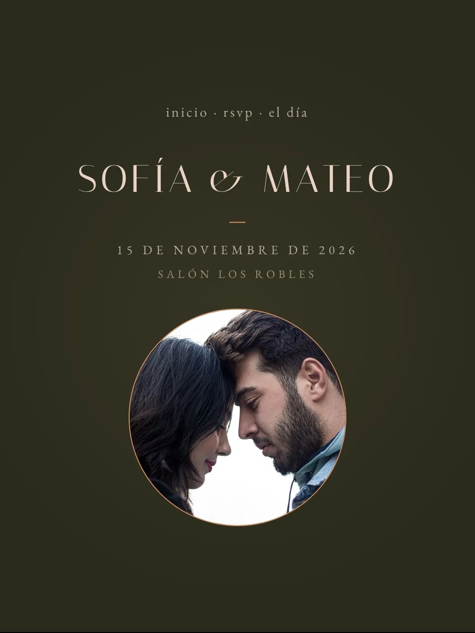 Plantilla de invitación Boda oliva
