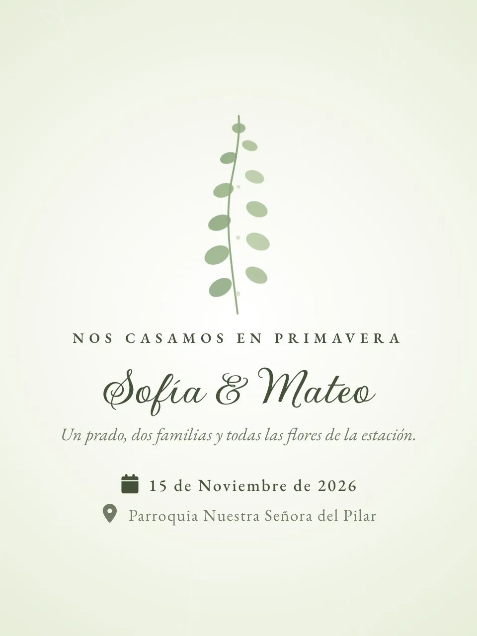 Plantilla de invitación Boda en el prado