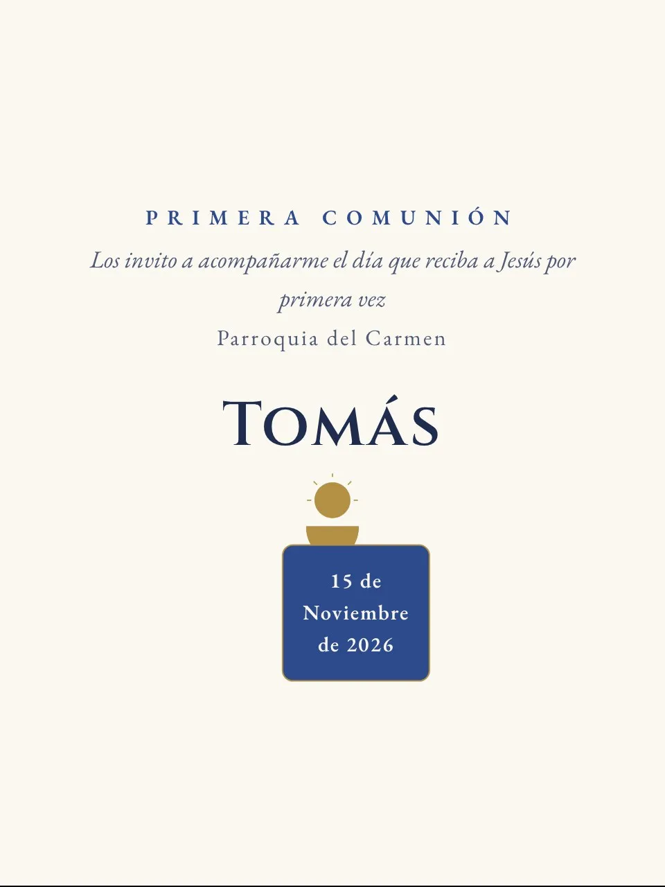 Plantilla de invitación Comunión medalla