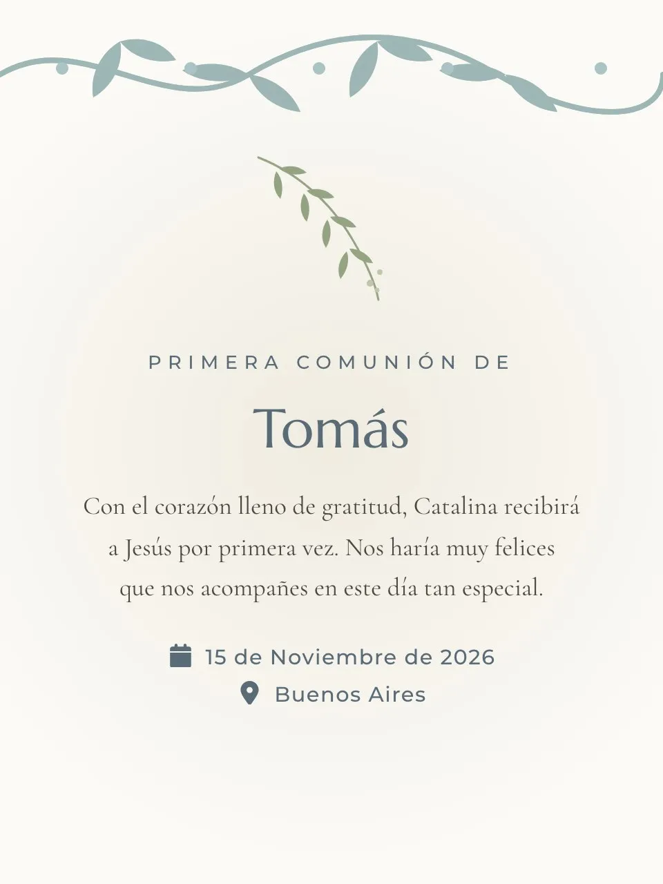 Plantilla de invitación Primera comunión