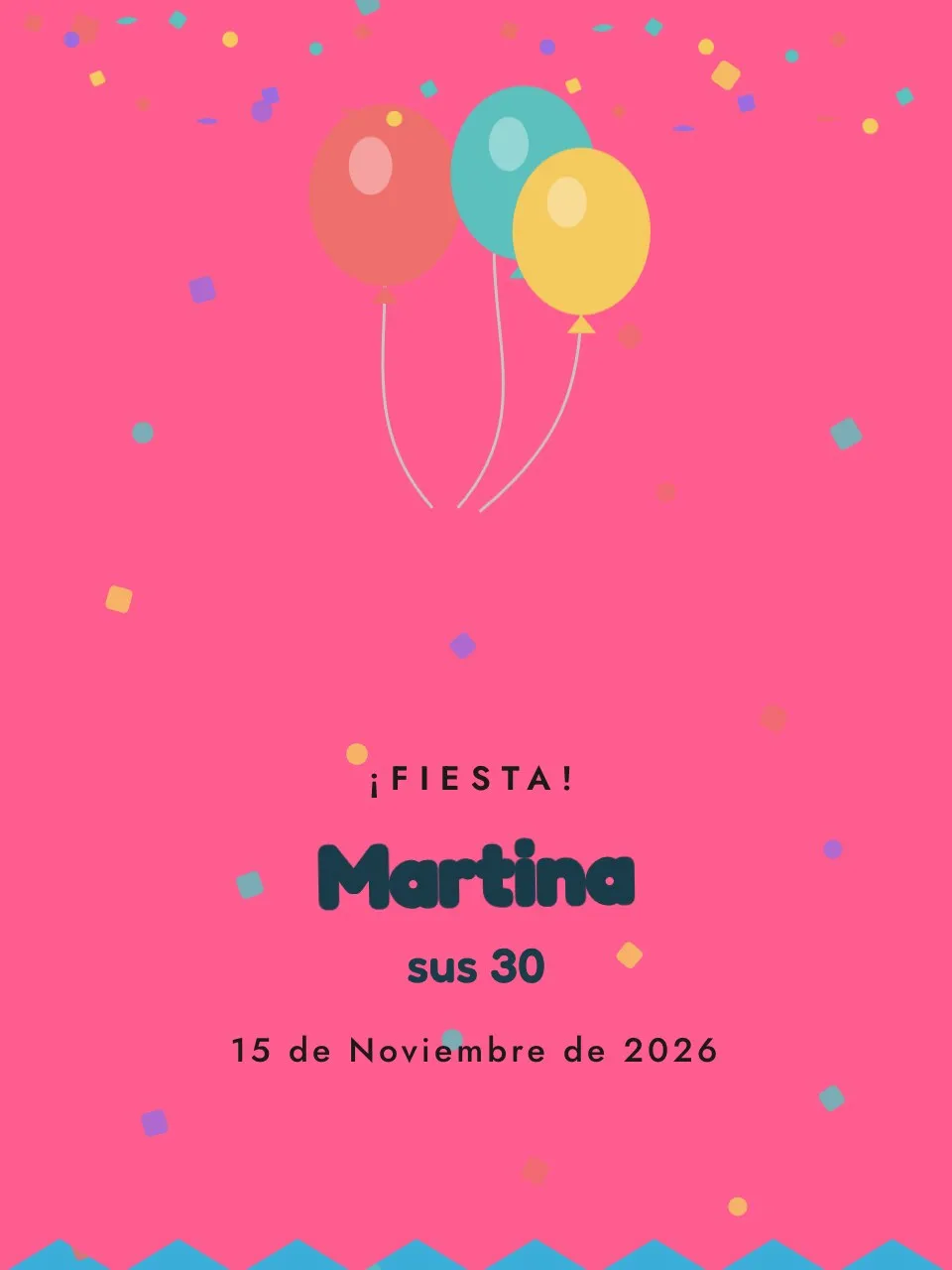 Plantilla de invitación Cumpleaños confeti