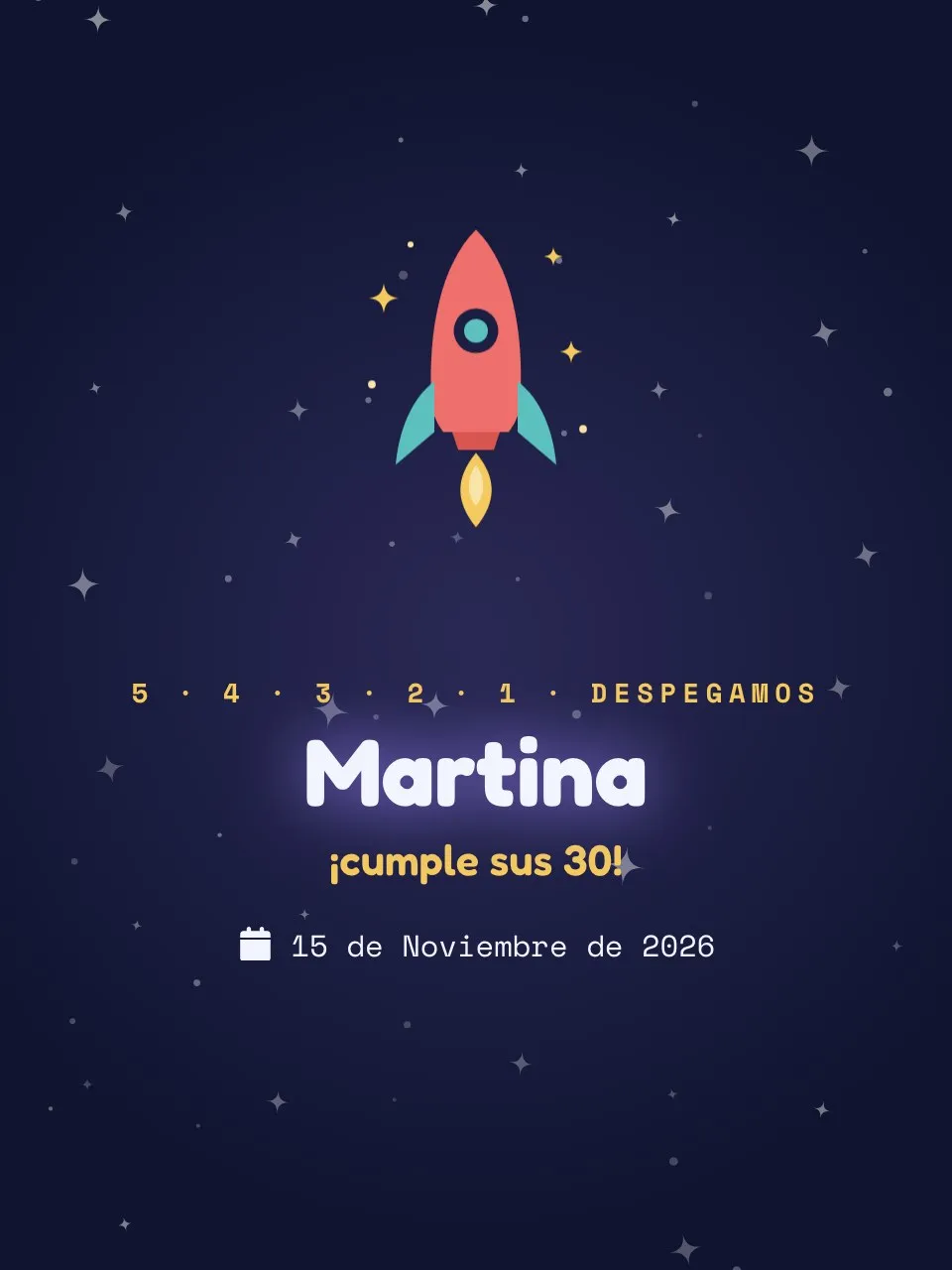 Plantilla de invitación Cumple espacial