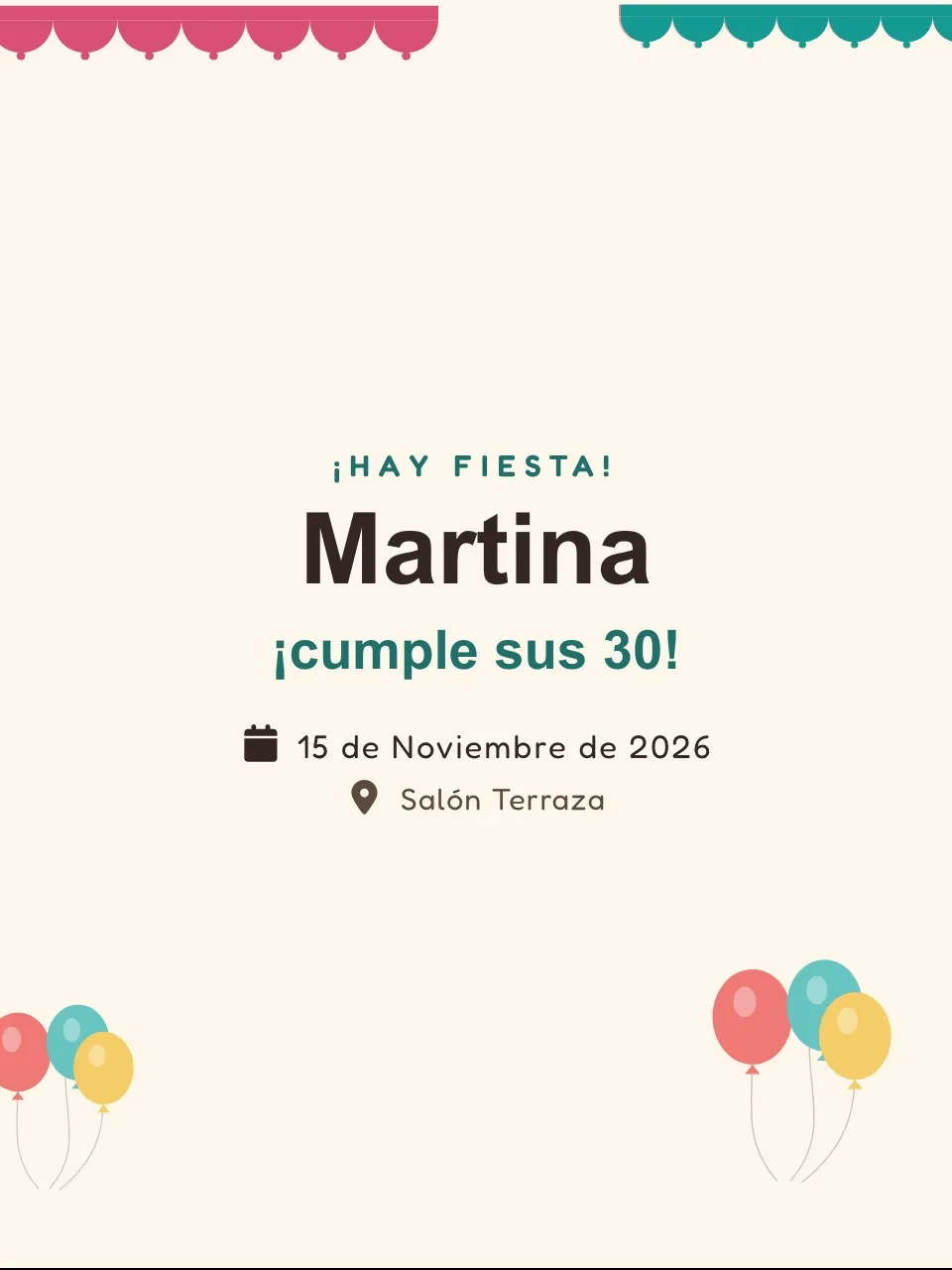 Plantilla de invitación Cumple guirnalda