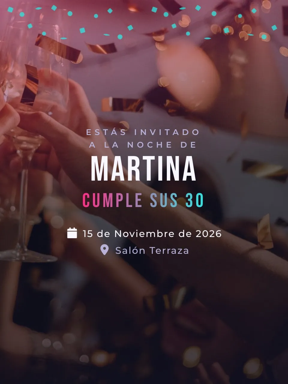 Plantilla de invitación Cumple neón de noche