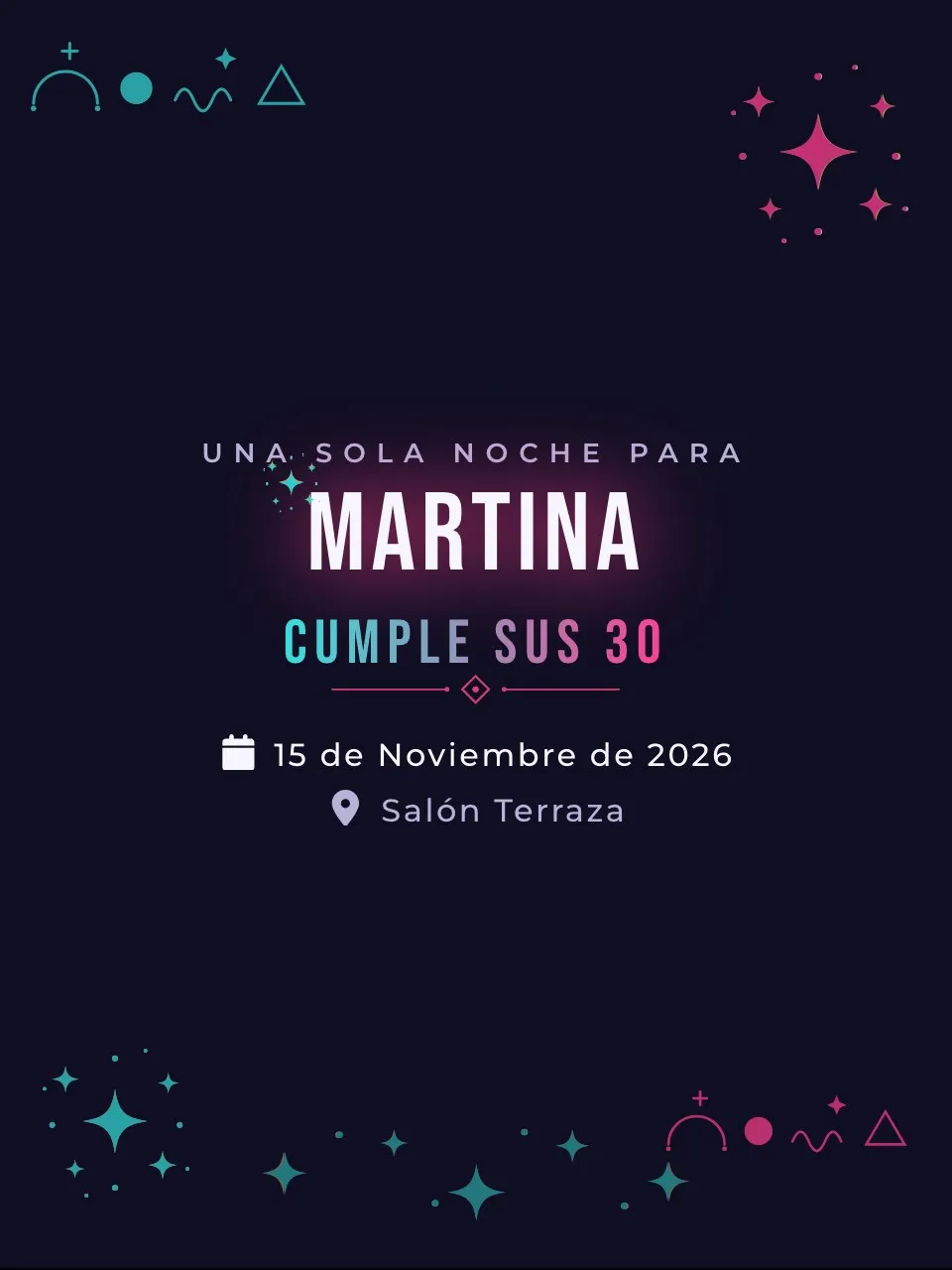 Plantilla de invitación Cumple neón