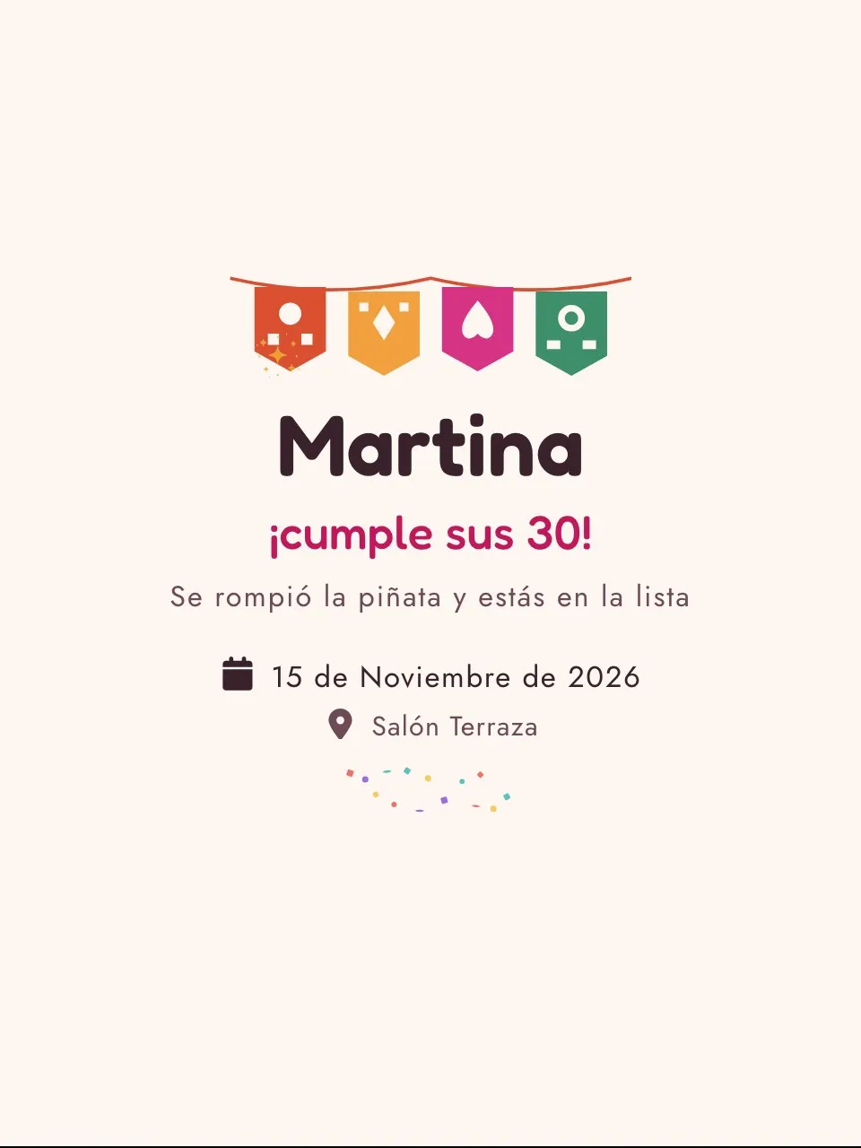 Plantilla de invitación Cumple piñata