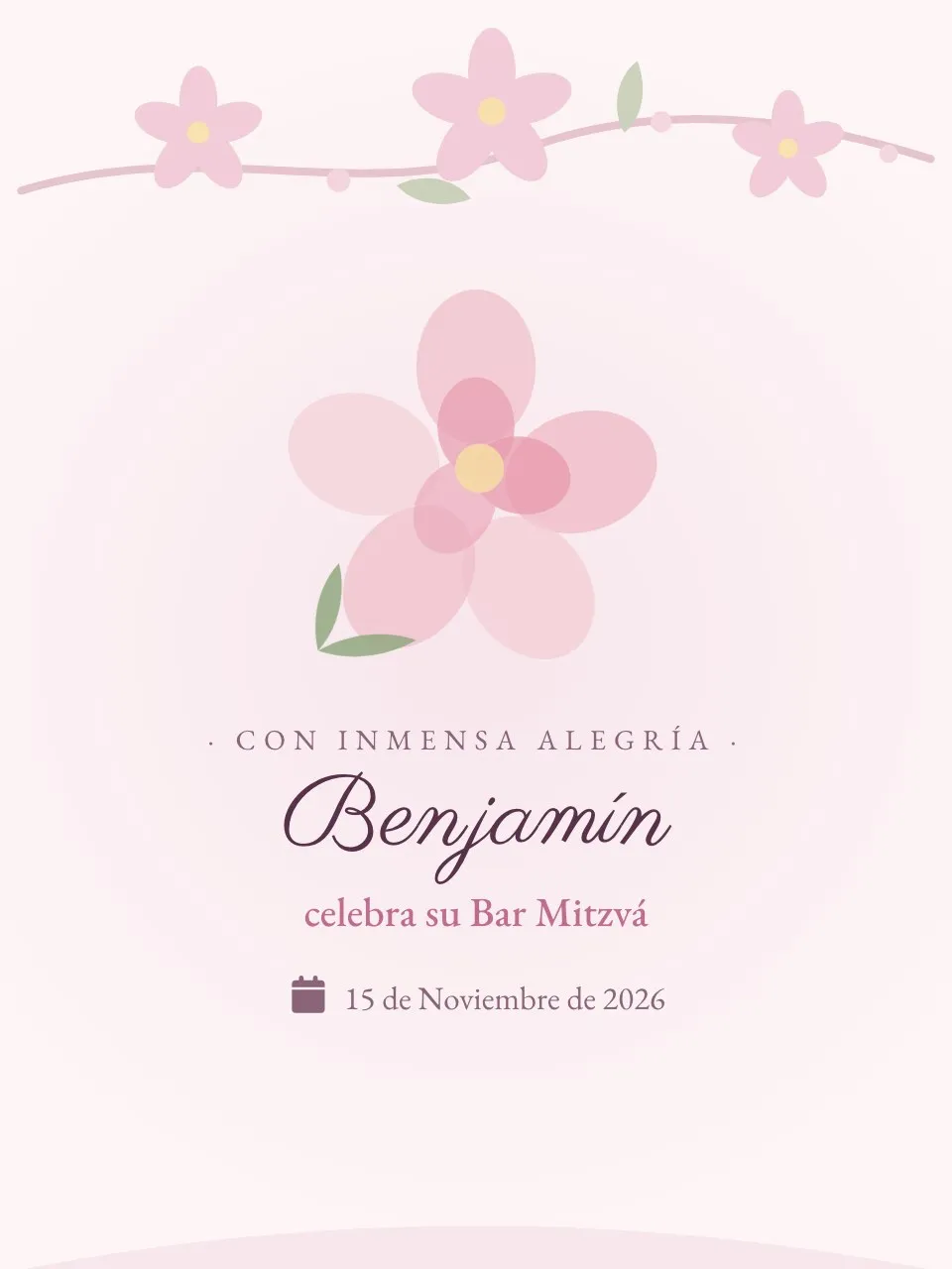 Plantilla de invitación Mitzvá floral