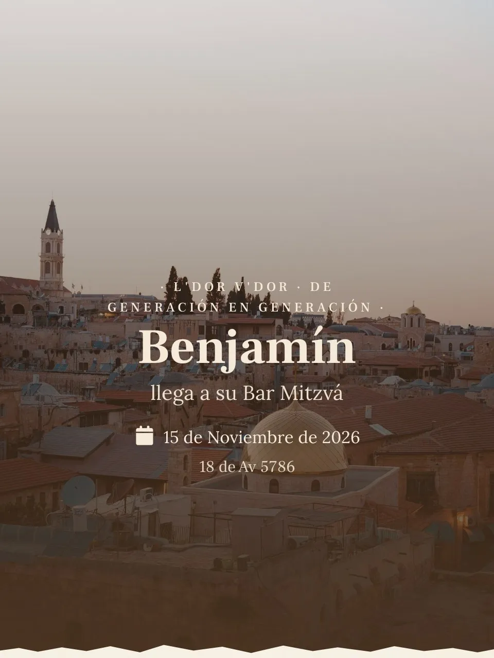 Plantilla de invitación Mitzvá Jerusalén