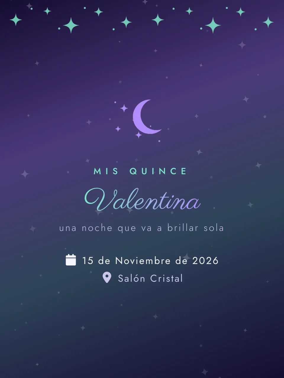 Plantilla de invitación XV aurora