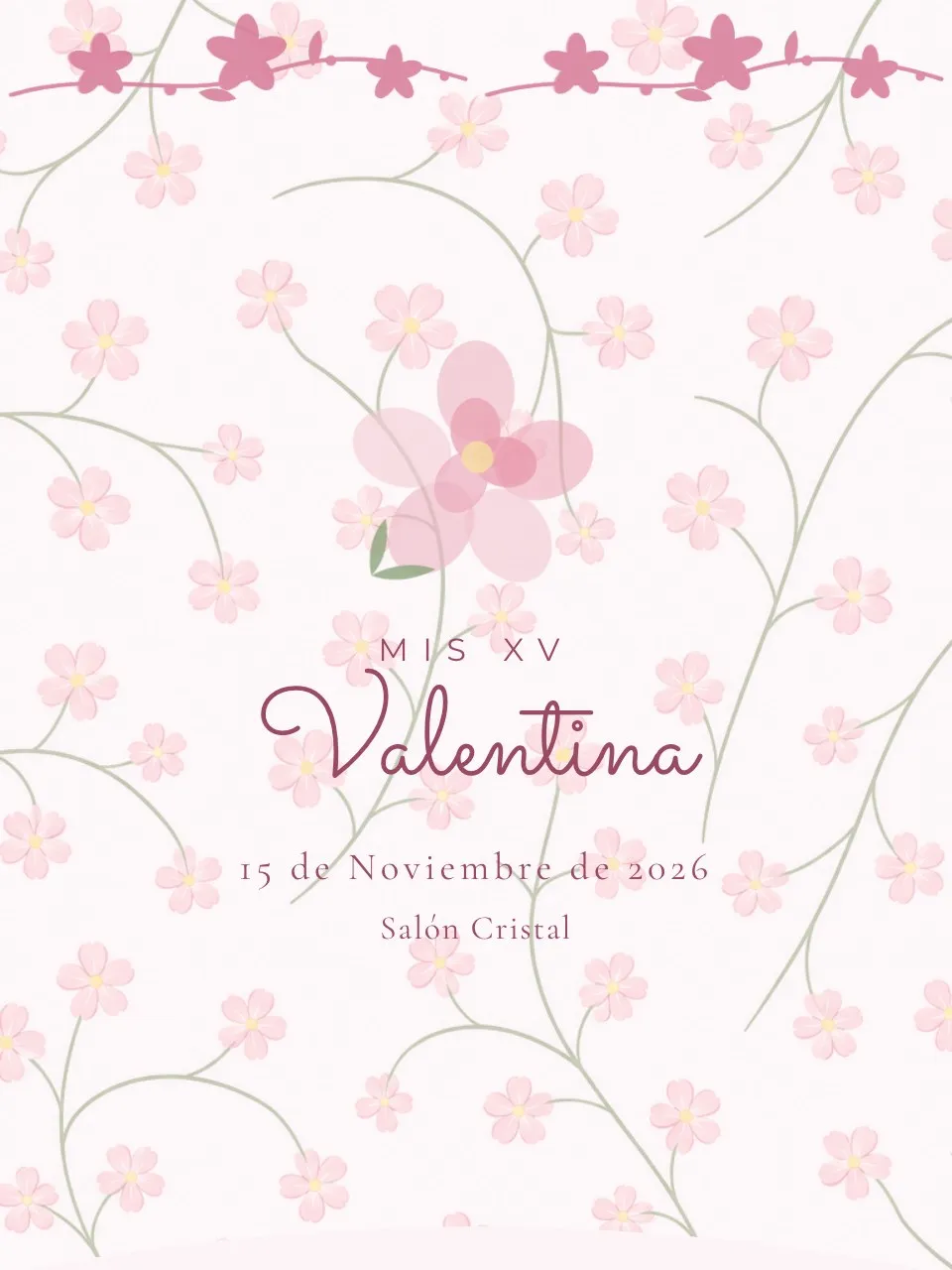 Plantilla de invitación XV flor de cerezo