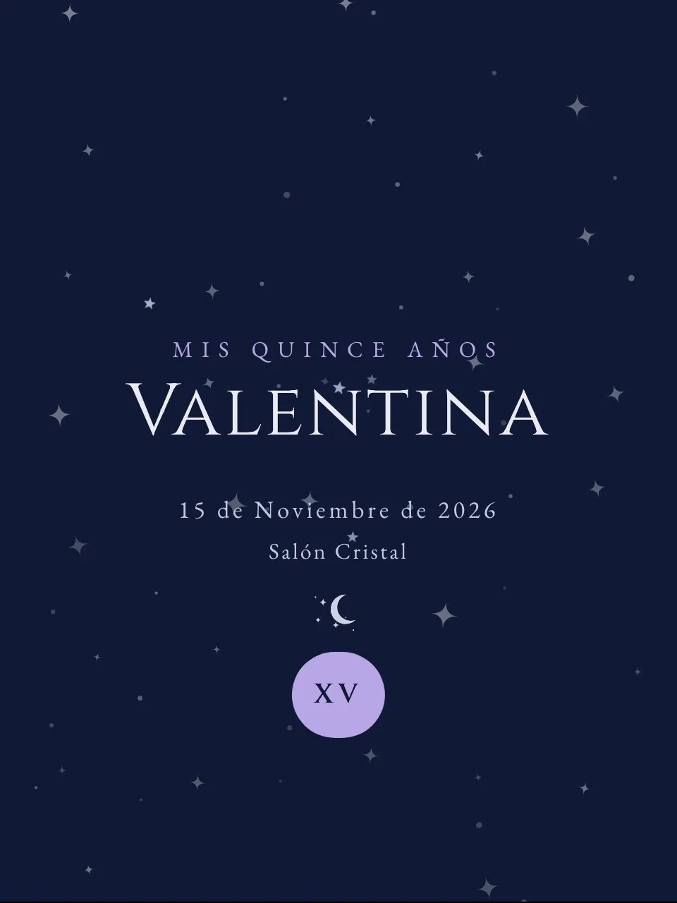 Plantilla de invitación XV constelación