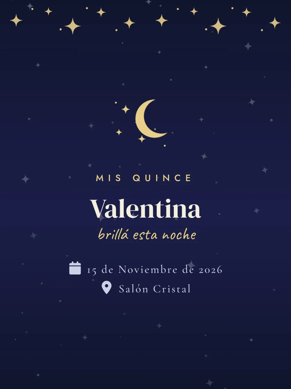 Plantilla de invitación XV bajo las estrellas