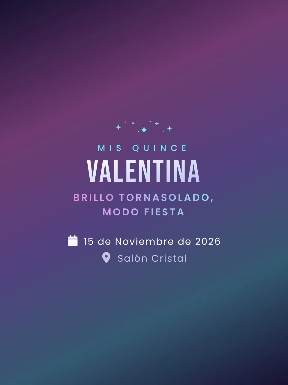 Plantilla de invitación XV holográfica