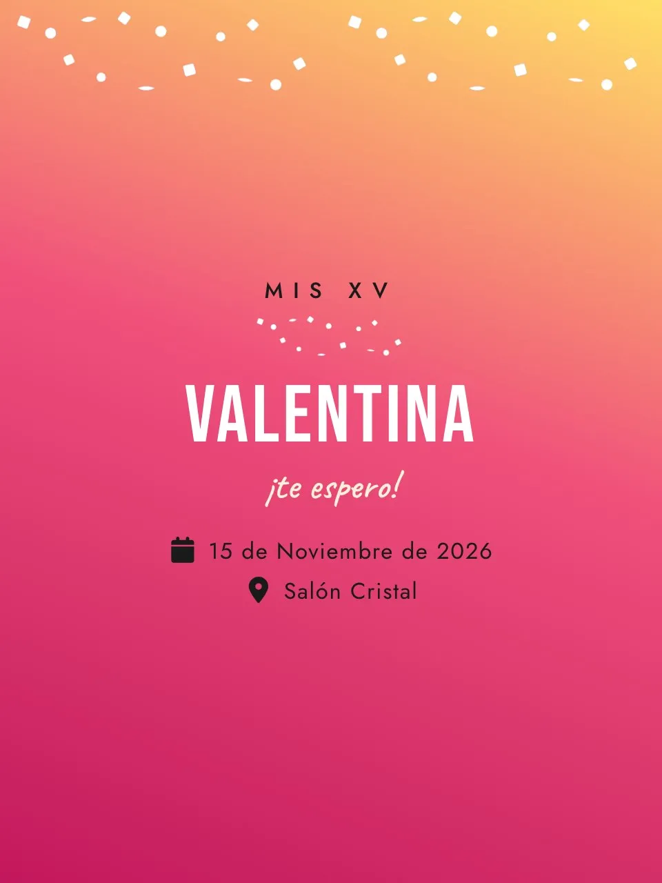 Plantilla de invitación XV neón