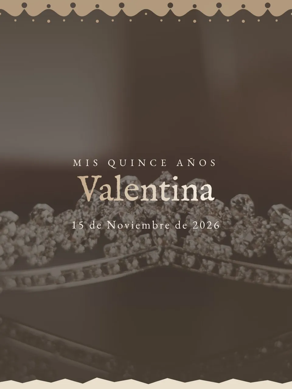 Plantilla de invitación XV vintage encaje